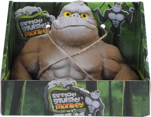 Brown Stretchy Gorilla Fidget Toy, Heavy Duty Sand-Filled Rubber Monkey Squishy, Stress Relief Ape with Goofy