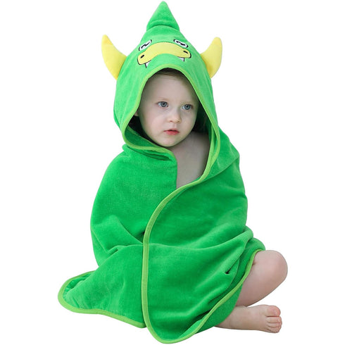 MICHLEY Unisex Baby Animal Hooded Bath Towel, Soft Cotton Beach Swimming Bathrobe for 0-6T, Green