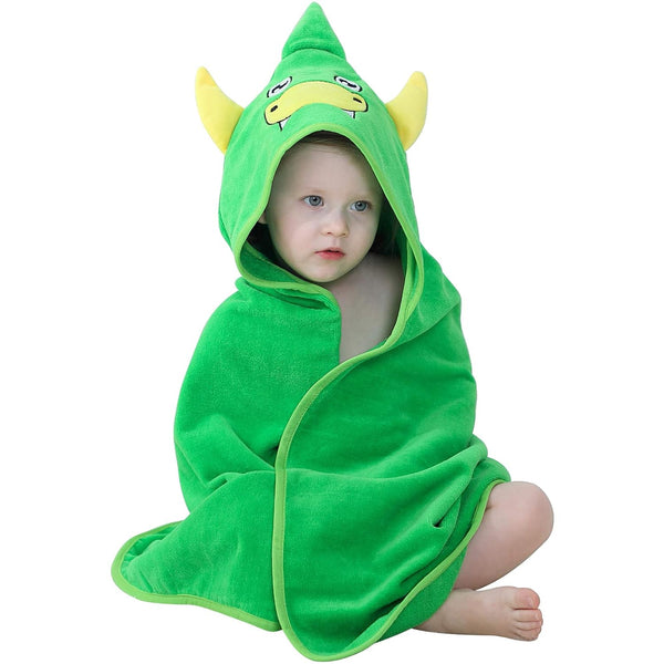 MICHLEY Unisex Baby Animal Hooded Bath Towel, Soft Cotton Beach Swimming Bathrobe for 0-6T, Green
