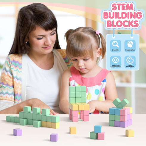 32pcs Magnetic Blocks Building Cubes for Toddlers, Creative Learning Toys for Preschool Montessori Sensory