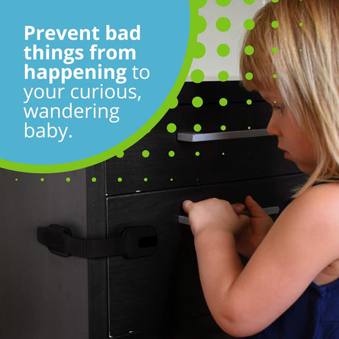 Pack 6, Adjustable & Reusable Child Safety Cabinet Locks & Latches, Baby Proofing Door Window, Cabinet, Toilet