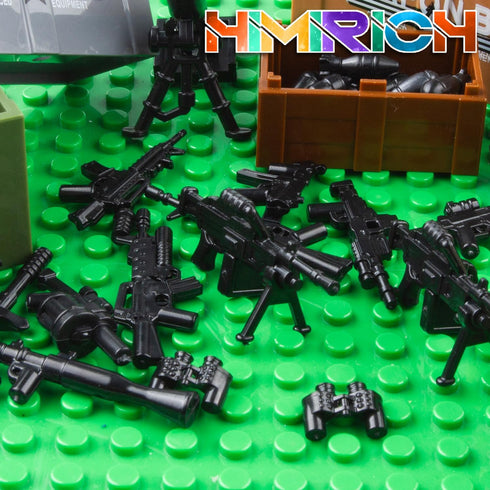 Weapons Pack Military Toy Set Building Blocks Model for Soldier Figures, Army Equipment Gear Kit