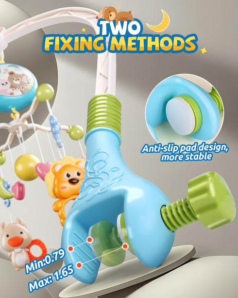RSEPD Pack 0-6 Crib Mobile With Music And Lights, Mobiles For Cribs, Baby Mobile Arm Toys Hanging For Bassinets Girls