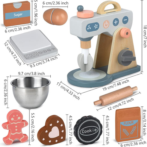 medoga Set Sets Set) Play Kitchen Accessories Wooden Mixer Pretend Play Food for Kids Role Play Toys for Girls and Boys