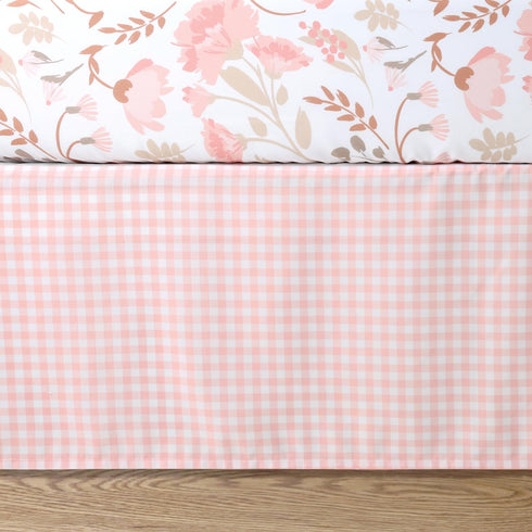 3 Set Set The Peanutshell Whimsical Floral Piece Baby Crib Bedding for Girls, Pink Botanical Nursery Decor, Reversible