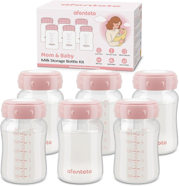 6PCS Breastmilk Storage Bottle Compatible with Spectra S1/S2/SG/9Plus /Motif Luna Flange, Wide-Neck