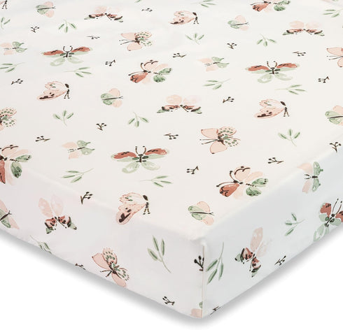 Crane Baby Crib Sheet - 100% Cotton, Breathable Fitted Sheet for Standard