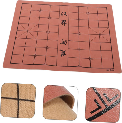 Chinese Chess Portable Chess Game Accessory - Convenient Foldable Leather Chess Board for Board Game Supplies
