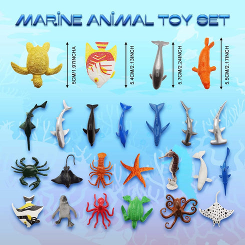 24 Pieces Sea Animals Toys Set - Ocean Sea Animals Figures, Plastic Sea Creatures Bath Educational Toys