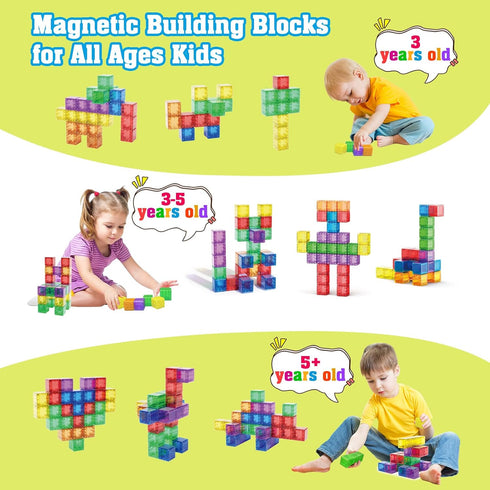 1.38 inch Magnetic Blocks Toddler Toys, 30pcs Translucent Building Blocks for Ages 2-7, Preschool STEM Montessori Toys