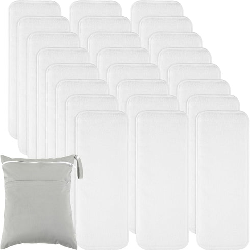 24 Pack Cloth Diaper Inserts Reusable Newborn 3 Layer Absorbent Breathable Cloth