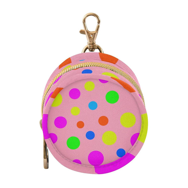Polka Dots Round Pacifier Storage Case with Zipper, Portable Pacifier Case for
