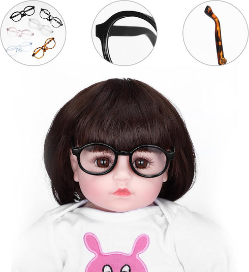 TOYANDONA Doll Glasses for 18 inch Dolls, 6pcs Mini Eyeglasses with Clear Lens for Crafts and Doll Costume Accessories