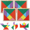 3 Otters Wooden Tangrams Puzzles, 4 Pack Educational Shapes Puzzle Toys for Kids and Adults, STEM Montessori Wood Toy