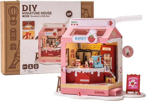 14+, DIY Mini House Building Miniature Kit Milkbox, Miniverse Lifestyle Bookshelf Decoration, Cute Craft Kits for Women