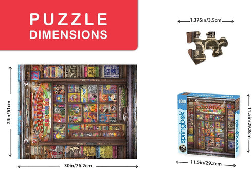 Springbok Groovy Records 1000 Piece Jigsaw Puzzle for Adults - Classic Record Store Illustration