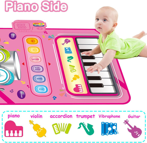 Toys for 1 Year Old Girl - 2 in 1 Piano Mat Montessori Educational Toy for 1 to 3 Year Old Girls