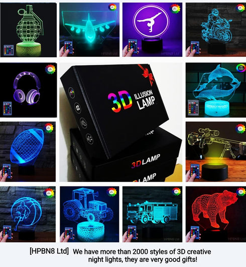 HPBN8 Ltd 3D 7/16 Creative Gymnastics Night Light USB Power Remote Control LED Decor Table Desk Optical Illusion Lamps