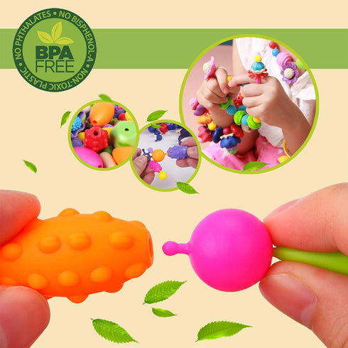 BIRANCO Pop Beads Jewelry Making Kit - Arts and Crafts for Girls 3-7 Years Old, 520 pcs Creative DIY Set