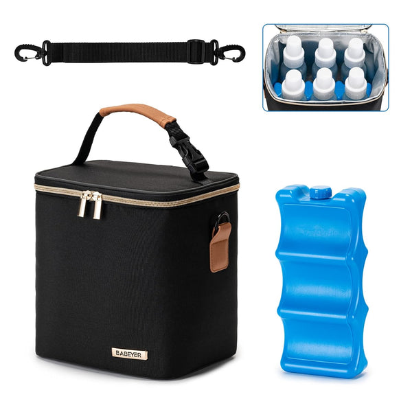 Breastmilk Cooler Bag with Ice Pack Fits 6 Baby Bottles Up to