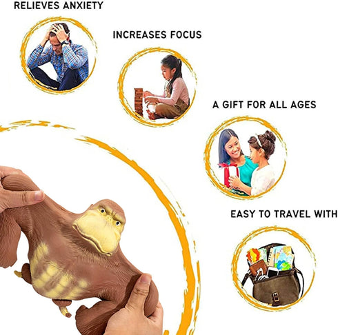 Squishy Monkey Toy - Stretch Gorilla Soft Decompression Doll for Kids, Halloween Action Figure