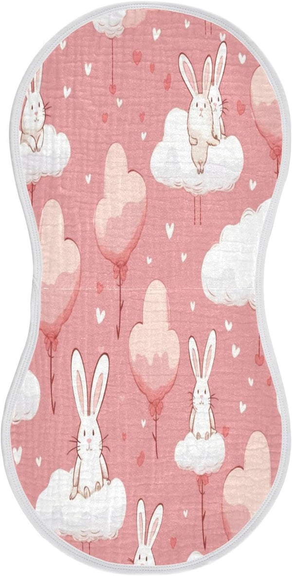 Bulletgxll Cute Rabbits Unisex Baby Burp Cloths Set of 4, Soft Absorbent Organic