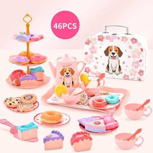 Set 3-8, Lajeje Dog Toys for Kids Plastic Tea Party for Toddlers & Little Girls Ages Puppy-Themed Pretend Play Kitchen