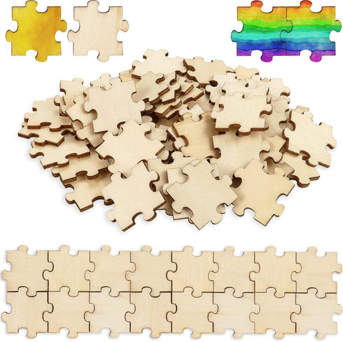300PCS Blank Wooden Puzzles, DIY Jigsaw Puzzle Pieces for Crafts, Arts, Card Making (1.18" x 1.18") - Plain Puzzle