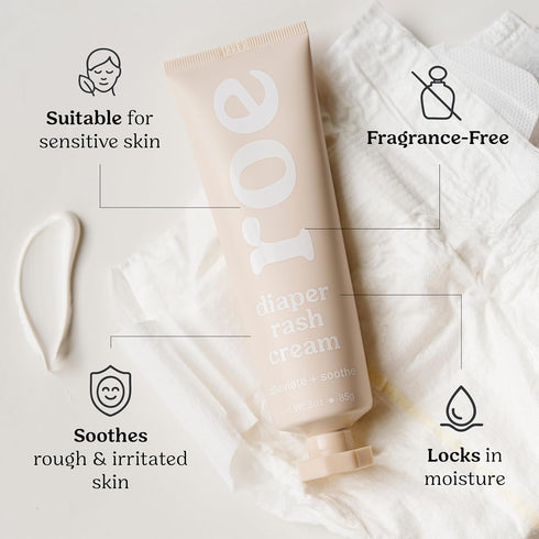 Roe Wellness- Diaper Rash Cream Paste Ointment W/Zinc Oxide | Maximum Strength Diaper Rashes Soothing Cream, Ointment