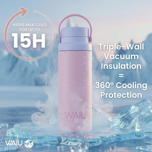 15 Pack, 9oz (270ml) Portable Breast Milk Cooler Keeps Milk Cold Up to Hours, Triple-Wall Vacuum Insulated Stainless