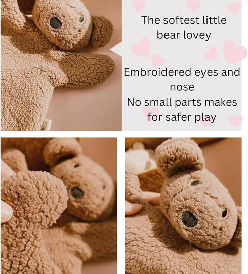 Teddy Bear | Lamb Lovey Comforter Toy for Babies, Cuddly Plush Security Blanket for Newborns, Snuggle Toy 12inch (Brown