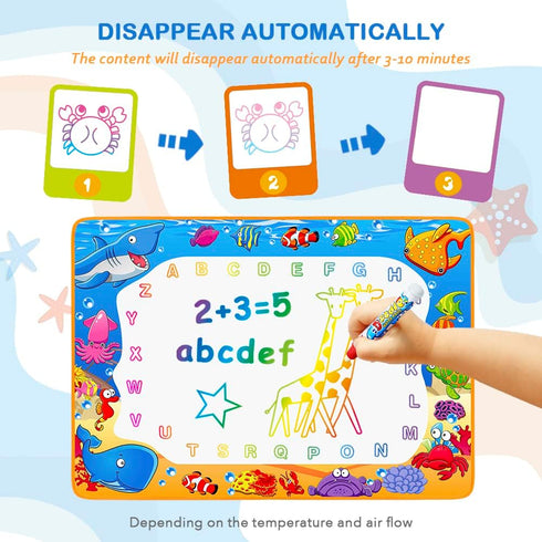 3 4 5 6 7 Water Doodle Mat - Kids Painting Writing Color Doodle Drawing Mat Toy Bring Magic Pens Educational Toys