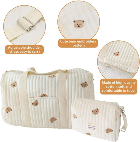 Uauai 2 Hospital Bag for Women Labor Delivery, Baby Hospital Bag, Tote Diaper Bag Pcs, Baby Travel Maternity, Cotton