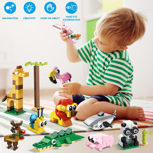 HOGOKIDS 20 Pack Animals Building Blocks - Party Favors for Kids, Easter Gifts, Goodie Bags, Classroom Prizes for Ages