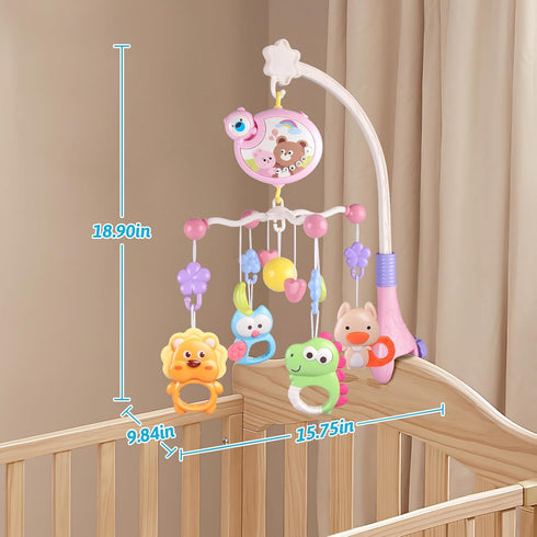RSEPD Pack Crib Mobile with Music and Lights, Baby Mobiles for Cribs, Nursery Musical Mobile for Bassinets Toys Hanging