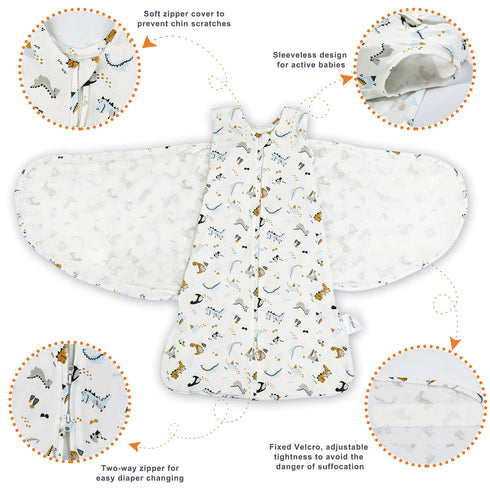 100% 3-Way 1.0 3-6 Swaddle-Blanket Baby Girl & Boy Swaddles Newborn Infant Transition Cotton Wrap Blankets, Adjustable