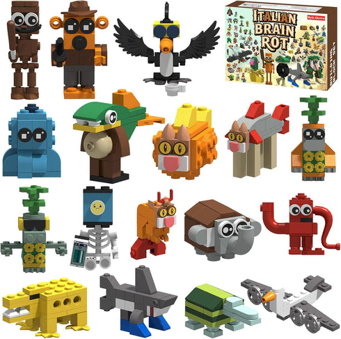Myth Qholve Italian Brain Rot Unique Cartoon Characters Building Blocks 17 in 1 Educational