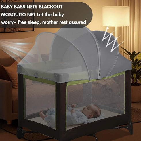 WANRU Pack N Play Tent Cover - Light-Blocking Mosquito Net with Two-Way Zipper Portable Bassinet Canopy to Keep Cats