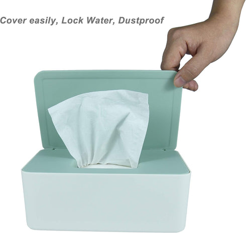 Green Lid Wet Wipe Dispenser - Tissue Storage Box for Home & Car