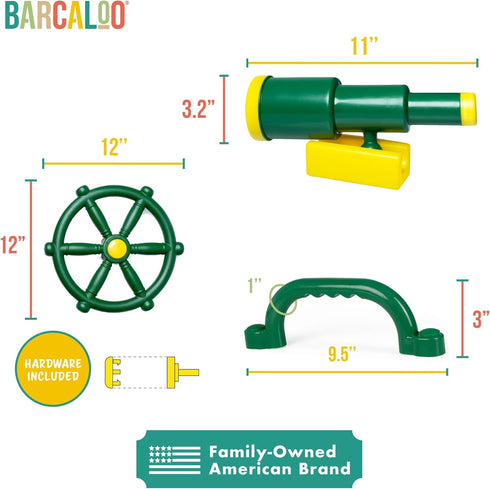 Playground Accessories for Kids - Pirate Telescope, Steering Wheel & Safety Handle Bars for Outdoor Playsets