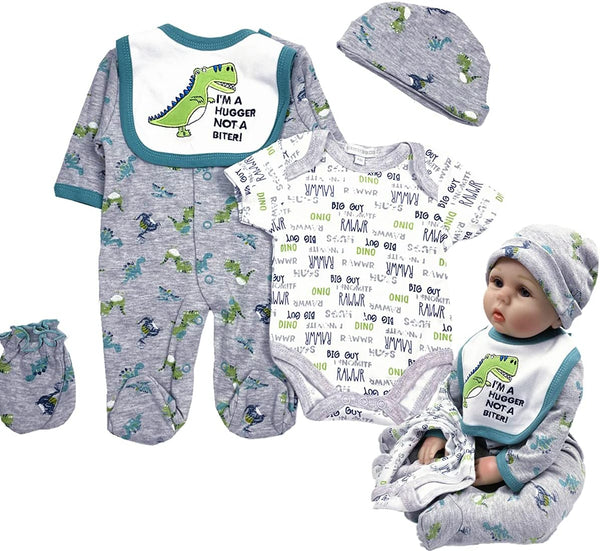 Reborn Baby Doll Clothes - 5 Piece Outfit Set for 20-22 Inch Newborn Boy Dolls