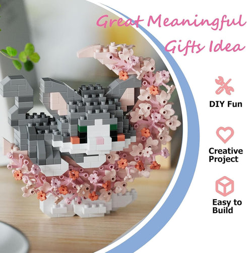 TENYEAH 2 1 Set 2 Packs in Micro Cat Building Block Animals for Adults, Cat Building Toy, Mini Goodie Bags Stuffers