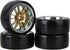 Mxfans 4PCS RC1/10 On Road Car Drift Tires & Plastic Plating Golden 12-Spoke Wheel Rims