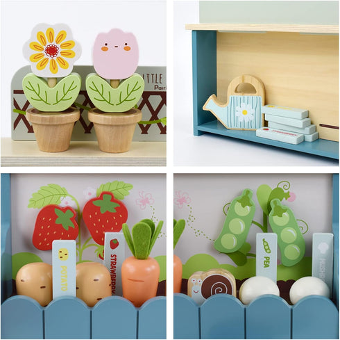 Set 3+, PairPear Montessori Wooden Vegetable Matching Toy Play Food Garden for Toddlers Preschool Learning Sorting
