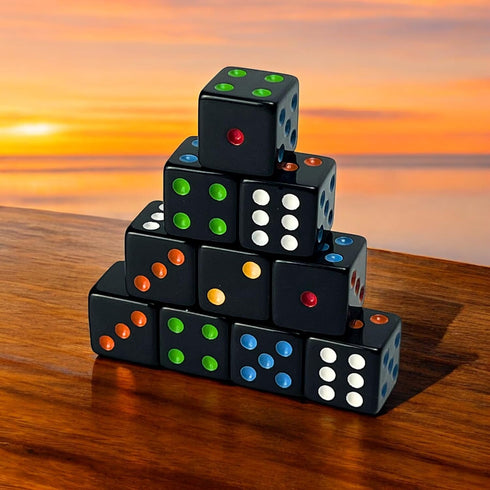 10 D6 Pack 16mm Luck Lab Piece Multicolor Pip Dice - Acrylic Square Edge Standard Dice for RPG MTG DND Table Games