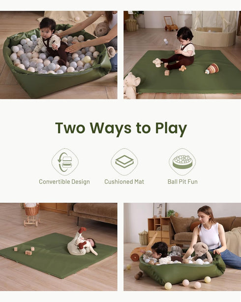 2-in-1 Hikiddy Baby Floor Play Mat : Padded Foam Play Mat for Playpen & Ball Pit for Infants and Toddlers