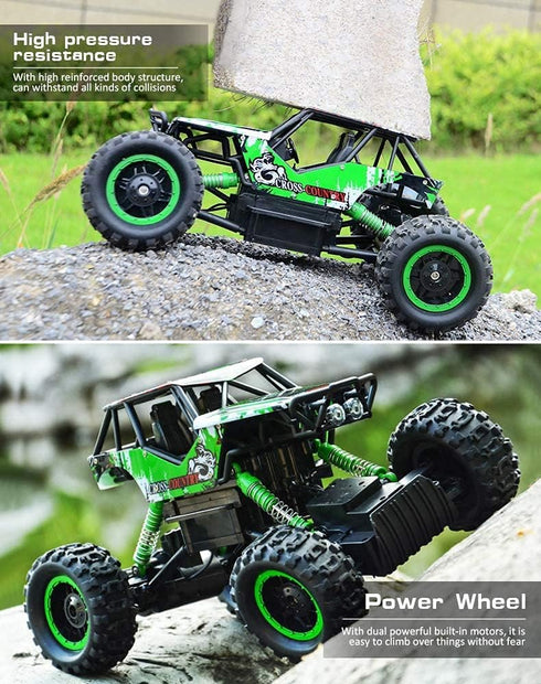 1:14 4WD DOUBLE E Scale Large Remote Control Car Monster Trucks with Head Lights, Off-Road All Terrain RC Car