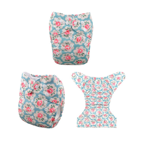 6pcs+ 6pcs 6YDG08 babygoal Reusable Cloth Diapers for Girls, Adjustable Washable Nappy Microfiber Inserts+One Wet Bag