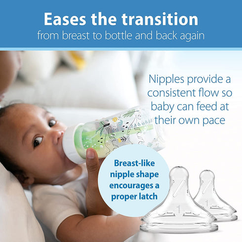 9oz/270mL, 1 2-Pack, 0m+ 6-Pack 2 Dr. Brown's Anti-Colic Options + Wide-Neck Baby Bottle Designer Edition, Dino Decos