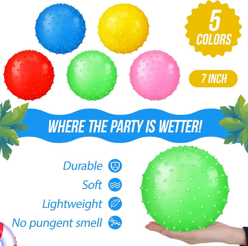 Jerify Knobby Balls 7 Inch Spiky Bounce Ball Toy, Large Bouncy Balls Bulk, Soft Massage Stress Plastic Balls for Party